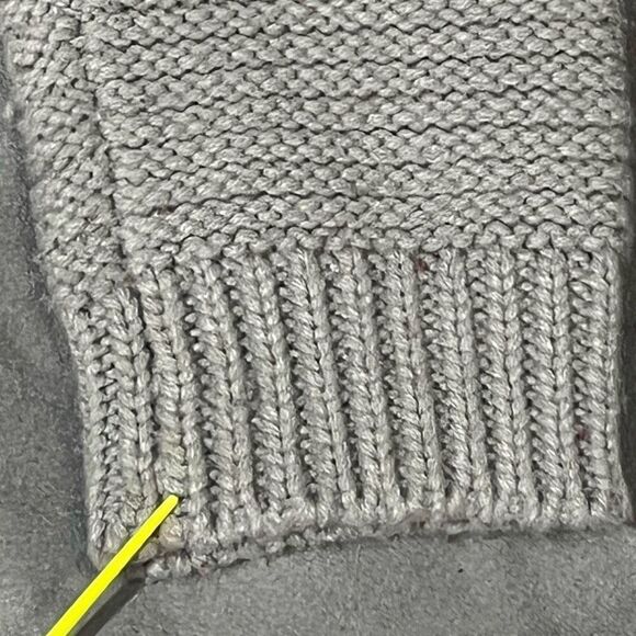 Mod Black Label Womens Medium Suede Front Cardigan Sweater Gray Faux Fur Long - Picture 5 of 8